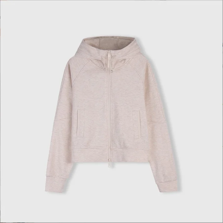 Hooded sweatshirt for women in autumn and winter, high-end silhouette, plus velvet, thick double zipper jacket