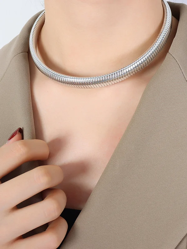 Pleated Solid Color Dainty Necklace Necklaces Accessories