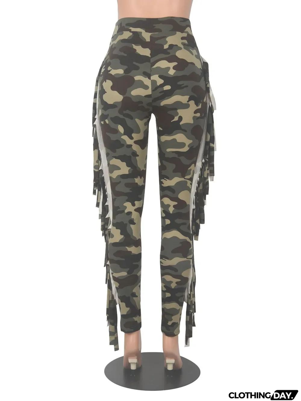 Tight Camouflage Tassel Pants