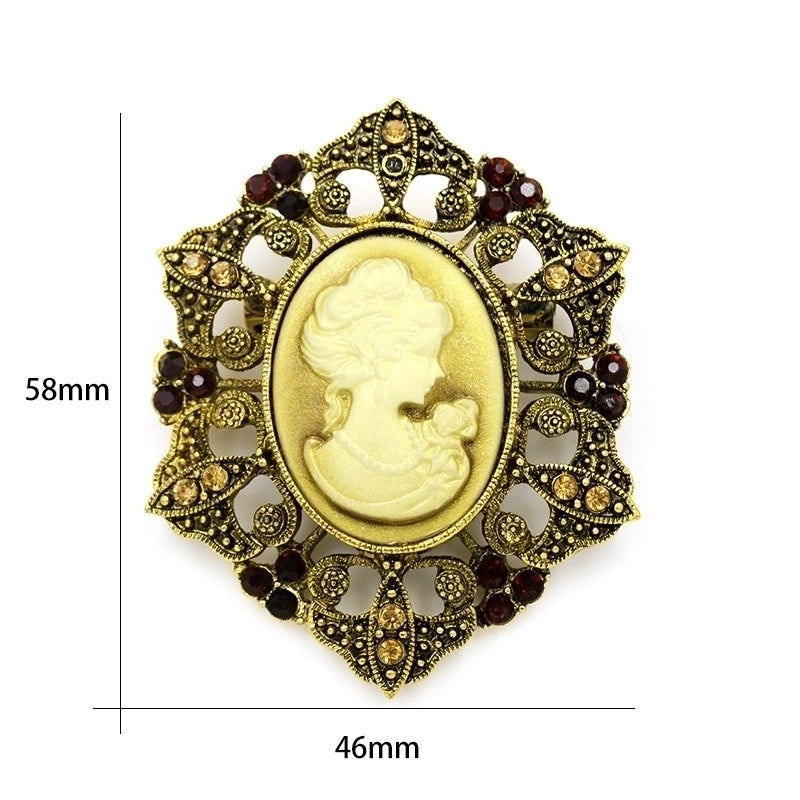 Retro Pin Portrait Alloy Plating Rhinestones Women’S Brooches