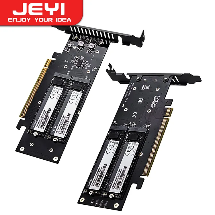 JEYI 4 SSD to PCIE 4.0 Expansion Card, 4 NVMe M.2 M key SSD To