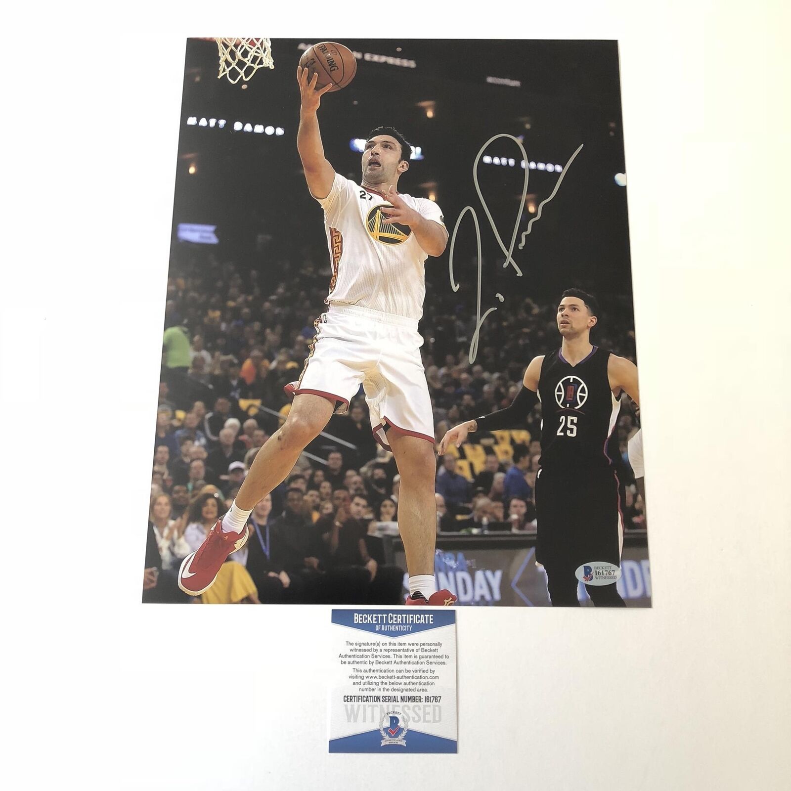 Zaza Pachulia signed 11x14 Photo Poster painting BAS Beckett Golden State Warriors Autographed