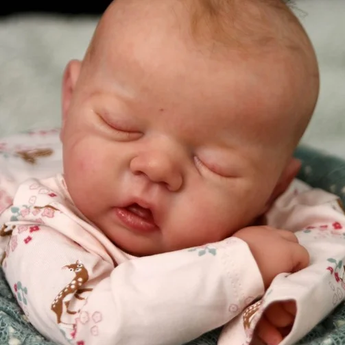 20‘’ Real Touch Realistic Silicone Rebirth Newborn Baby Doll Girl Named Charlee with Hand Painted Hair and Closed Eyes