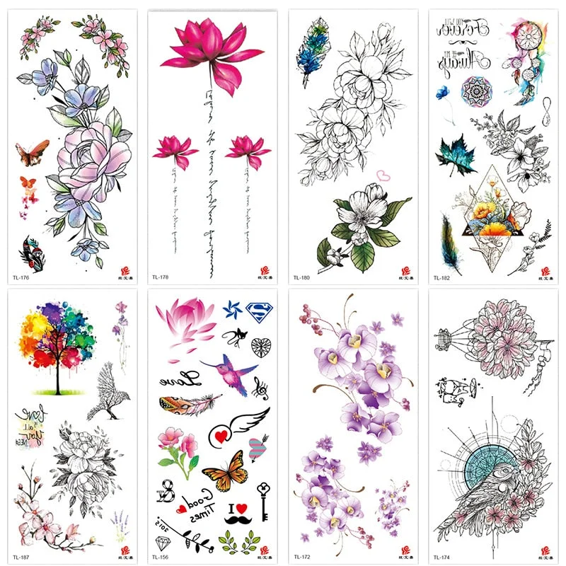 Flower animal totem romantic beautiful bird fragrance waterproof lasting men and women personality temporary tattoo stickers