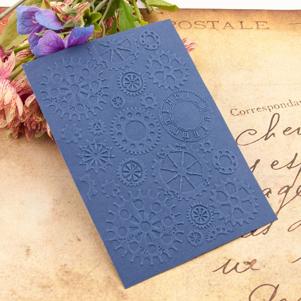 AOKEDIY Gear print DIY Plastic Embossing Folders for DIY Scrapbooking Paper Craft/Card Making Decoration Supplies