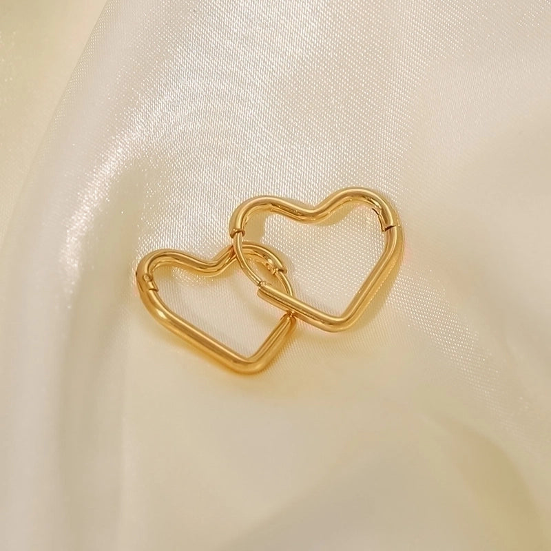 Romantic Heart Shape Gold Plated 304 Stainless Steel Earrings