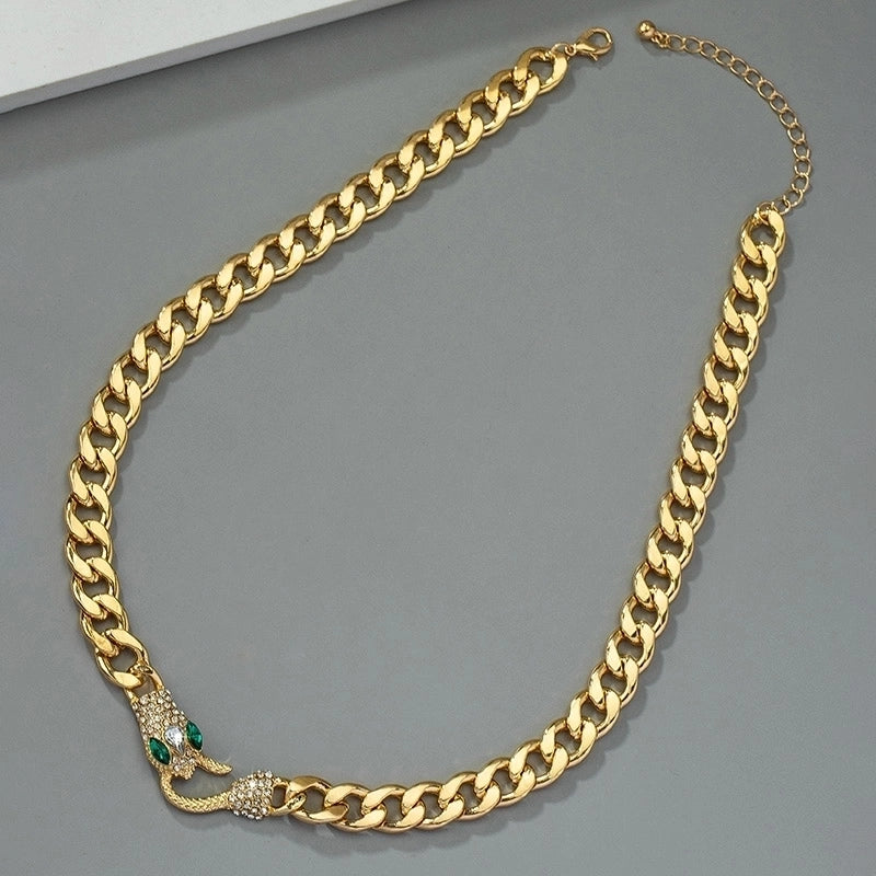 Gothic Retro Vintage Style Snake Alloy Plating Inlay Artificial Rhinestones 14k Gold Plated White Gold Plated Men’s Choker Choker