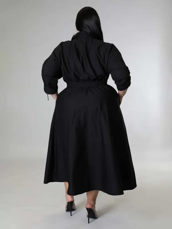 Mature Women Plus Size Casual Solid Color Long Sleeve Shirt Dresses - OlderIn Seniors & Elderly Fashion Mature Women Plus Size Casual Solid Color Long Sleeve Shirt Dresses - OlderIn Seniors & Elderly Fashion