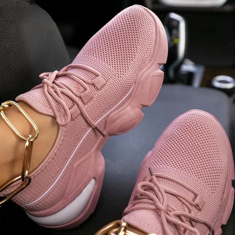 Women Sneakers 2022 Spring New Stretch Fabric Ladies Lace Up Comy Breathable Casual Shoes 35-43 Large-Sized Sport Flat Shoes