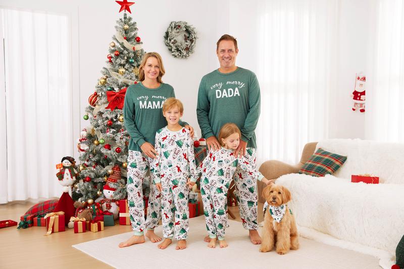 PatPat Christmas Pajamas Soft & Stretchy Family Matching Long Sleeve Sets MAMA&DADA Patterned Sleepwear for Women Men Couples Adult Kids,Cute Pajama,Cozy Pajamas ,Flame Resistant,autumntok,wintertok,BFCM Early Bird