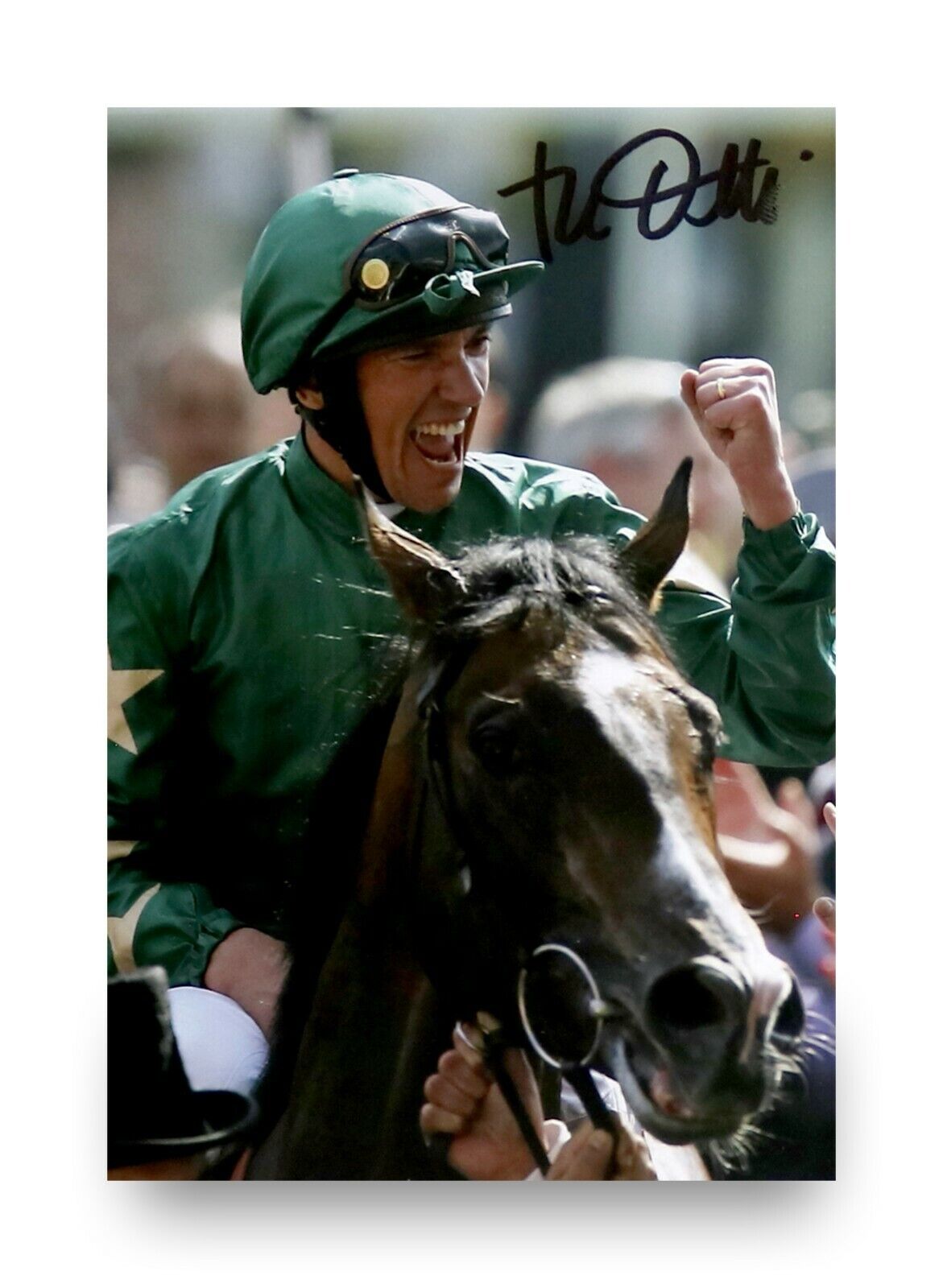 SMUDGED Frankie Dettori Signed 6x4 Photo Poster painting Horse Racing Legend Autograph + COA