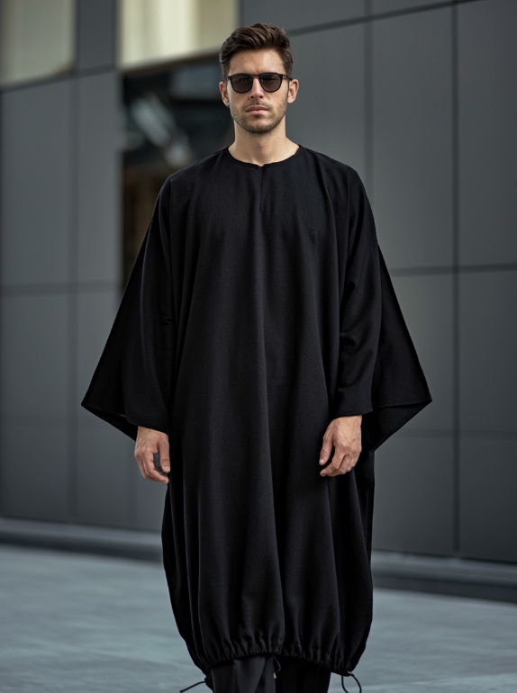 Men's Cotton and Linen Drawstring Kaftan