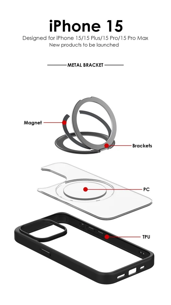 Apple 16 Mobile Phone Case Rotating Bracket 360 Degree Frosted Skin Feel