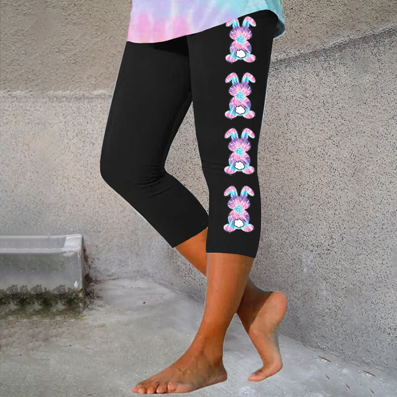 Easter Bunny Print Casual Leggings wearshes