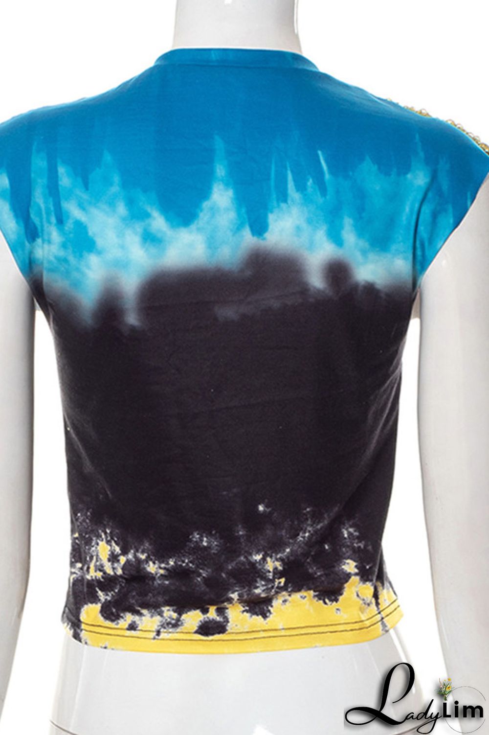 Multicolor Casual Street Print Tassel Patchwork V Neck T-Shirts