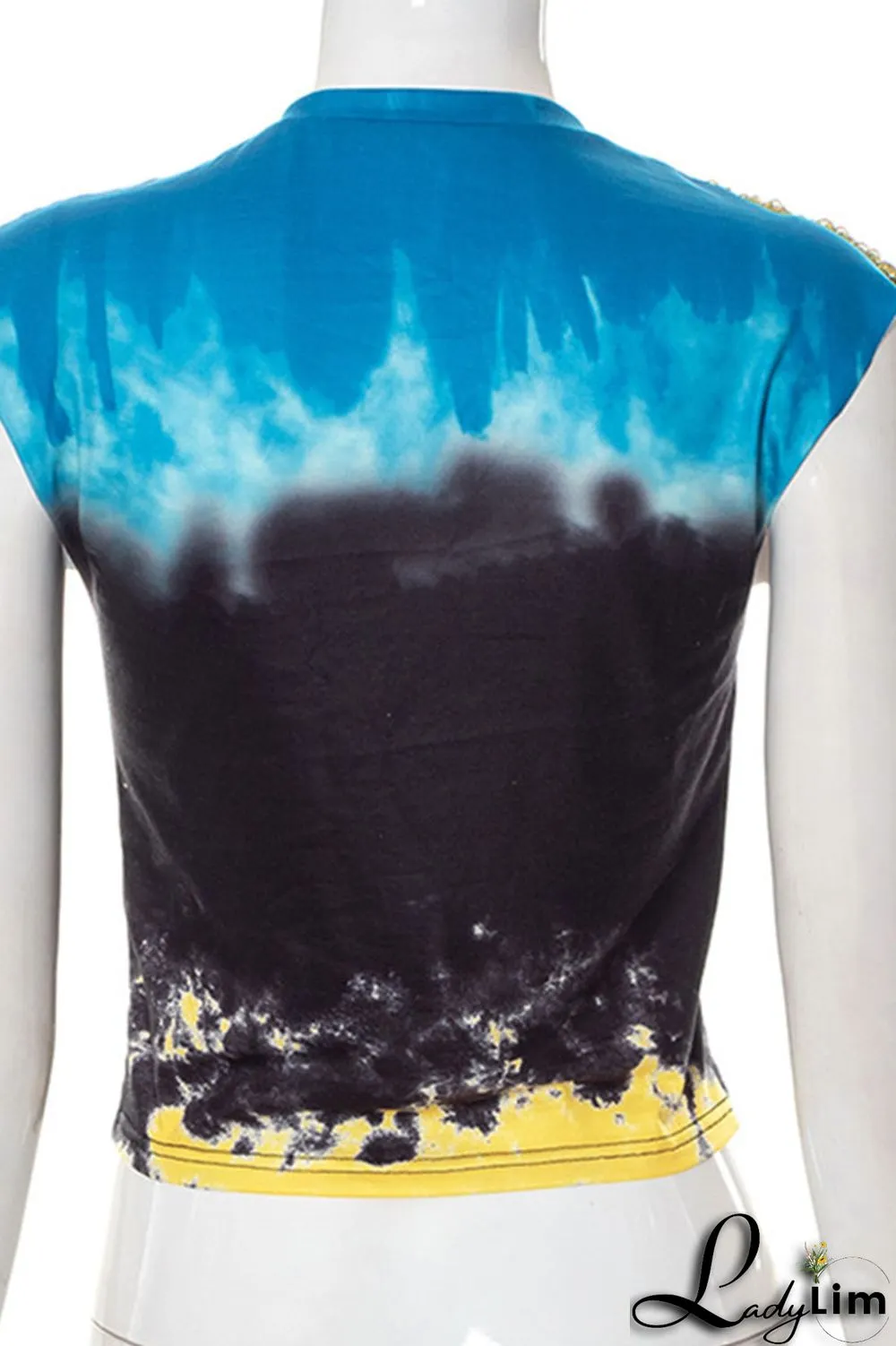 Multicolor Casual Street Print Tassel Patchwork V Neck T-Shirts