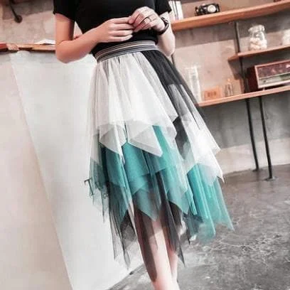 5 Colors Pastel Irregular Gauze Skirt S12673