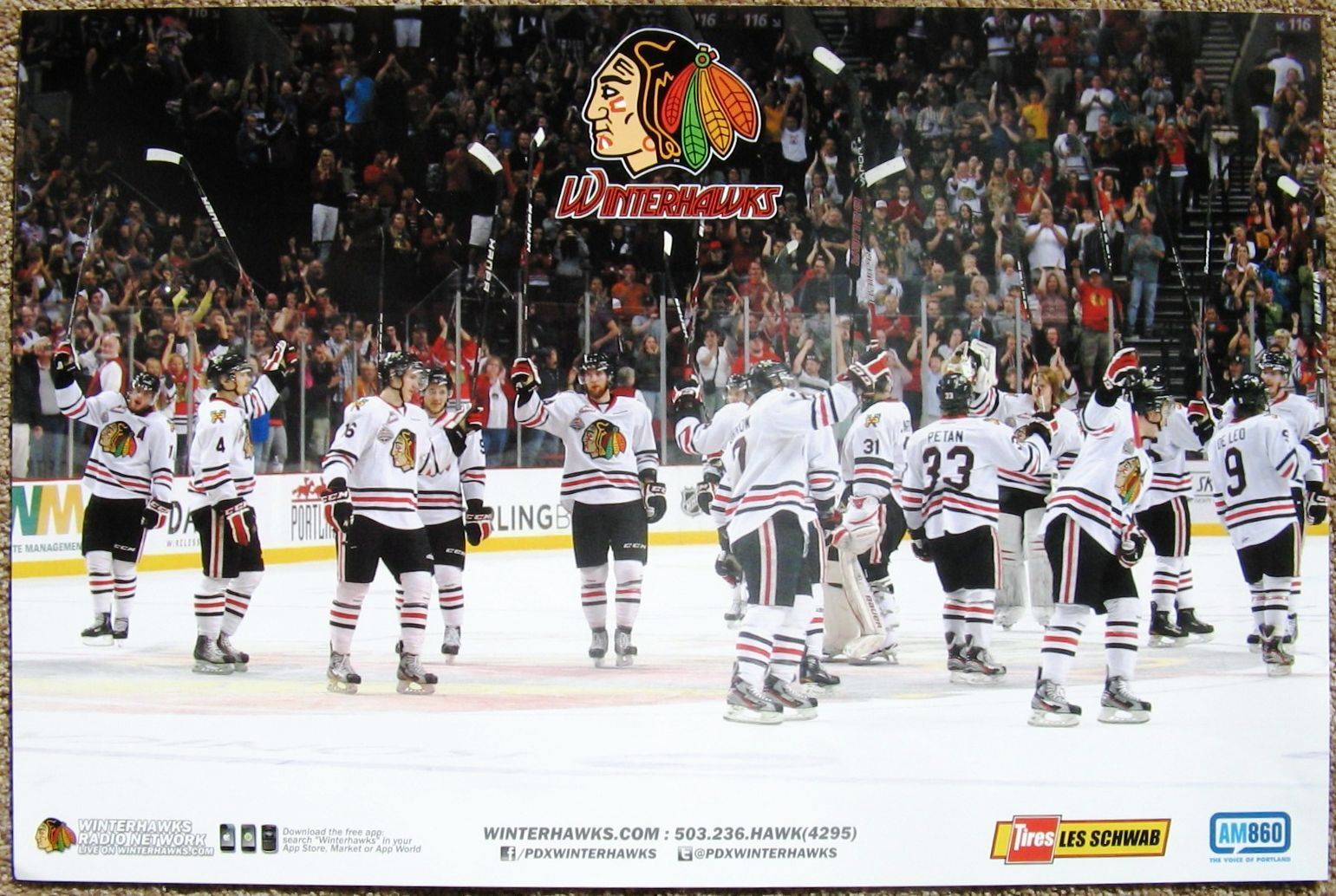 PORTLAND WINTERHAWKS 2012-13 POSTER WHL Western Hockey League 18x12