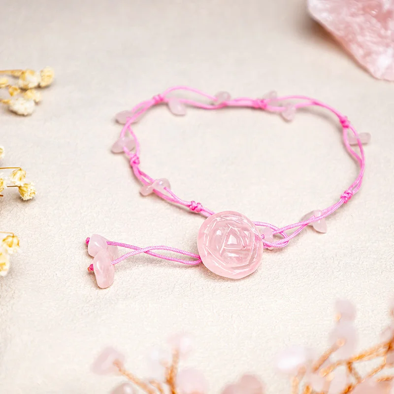 Amethyst Pink Crystal Green Aventurine Rose Inner Peace Healing Anklet