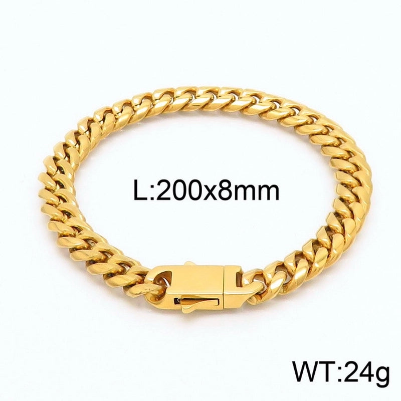 Classic Style Solid Color Titanium Steel Chain 18K Gold Plated Men's Necklace