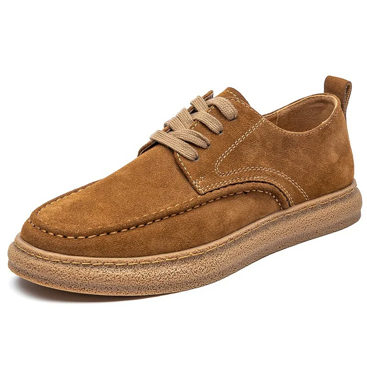 Men'S Casual All-Match Cow Suede Leather Low Top Lace-Up Sneakers