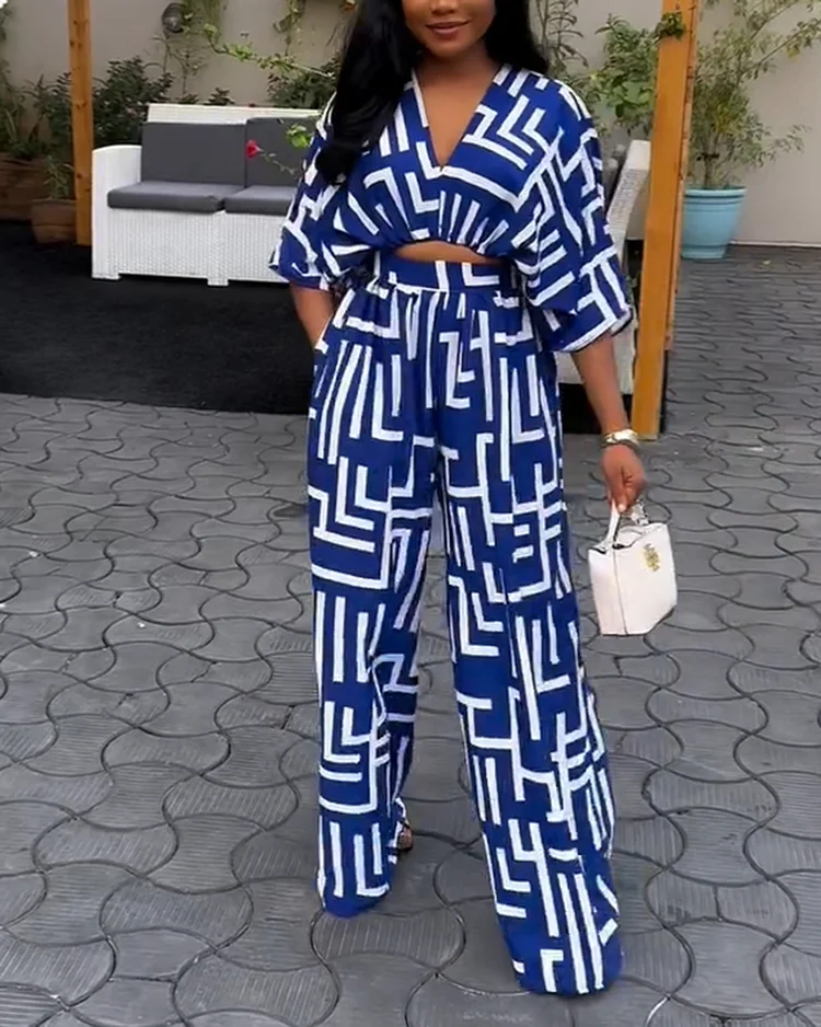 Women's Printed Trousers and Shirt Vacation Set