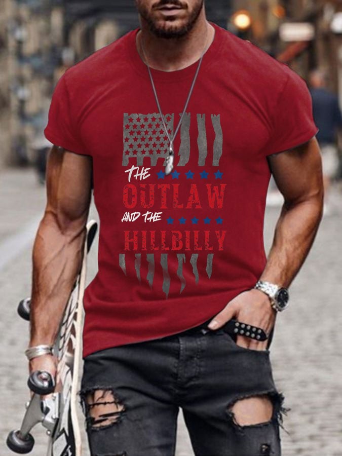 Men's The Outlaw and The Hillbilly Printed Casual T-Shirt