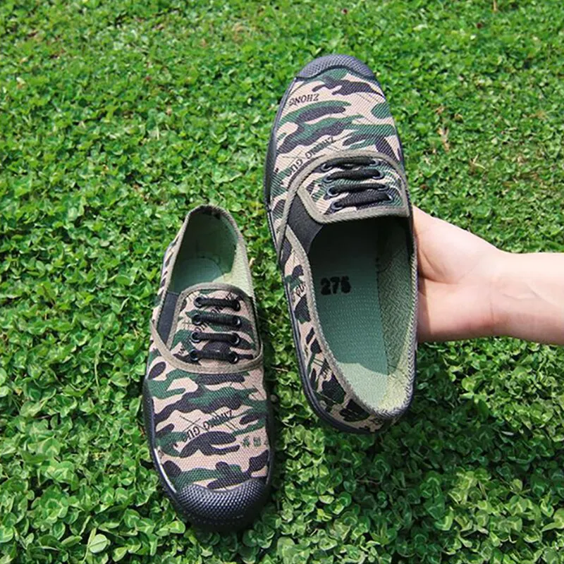 Men Sneakers Work Flat Shoes Canvas Shoes Casual Camouflage Labor Shoes Wear-Resistant Men's Vulcanized Breathable Farm 2021