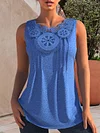 Plus Size Crinkle Chest Solid Lace Stitching Tank Top