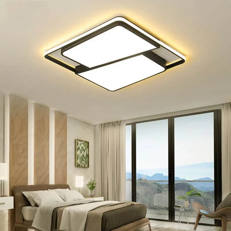 Black Frame Modern Led Ceiling Light For Living room Bedroom Dining ...