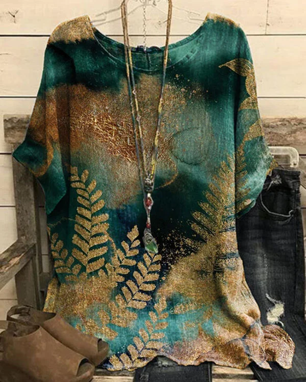 Abstract Botanical Vacation Casual Top