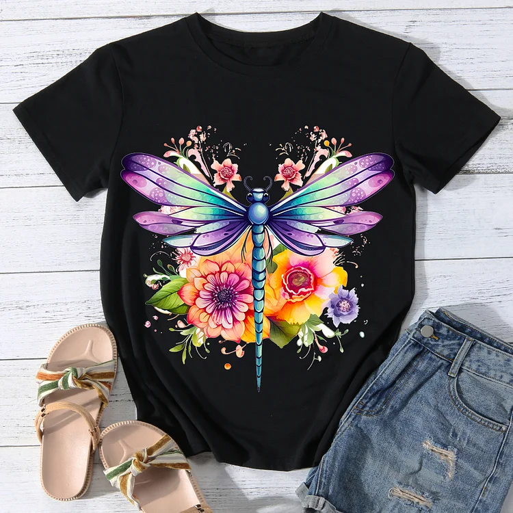 Courageous Dragonfly Women Round Neck T-shirt - BSTCA0058