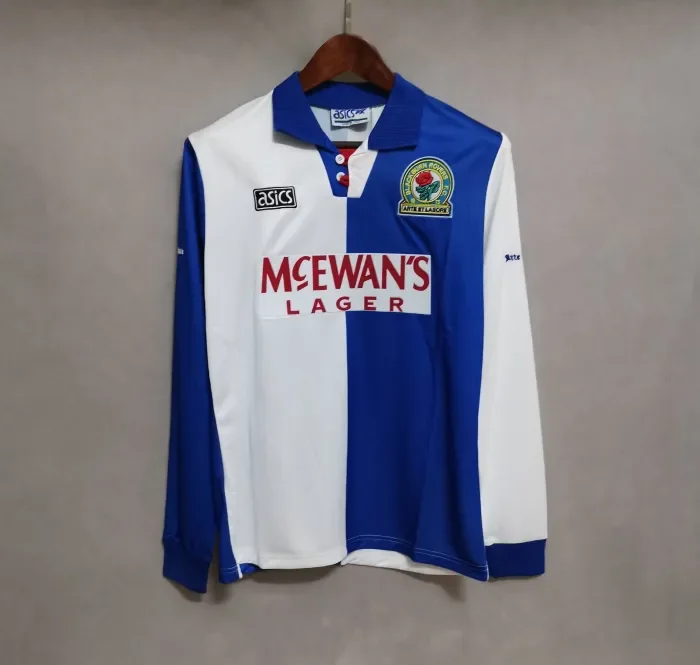 Retro 1995-1996 Blackburn Rovers Home Long Sleeve Soccer Jersey