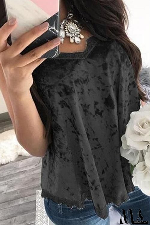 MidiSono - Velvet Lace Sleeveless Tank Top