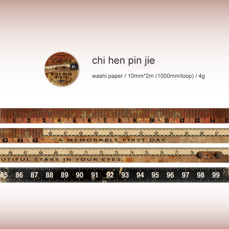 Washi Tape -10mm*200cm Tape Measure Collection Series Vintage Rules Landscape 