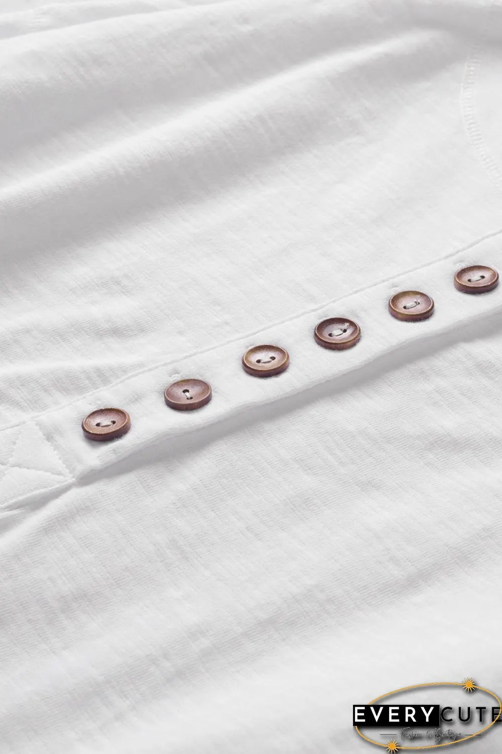 White Solid Color Buttoned Front Long Sleeve Top