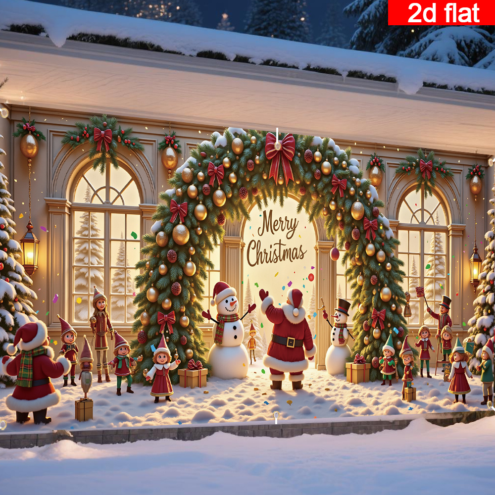 Tegooe Christmas Arch Garage Door Banner Decoration with Santa