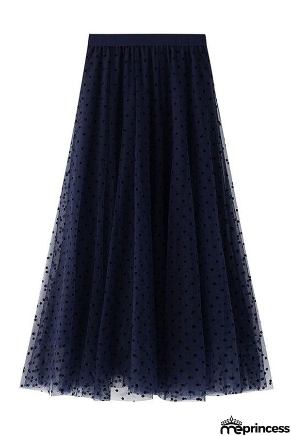 Polka dot high waist gauze skirt princess dress