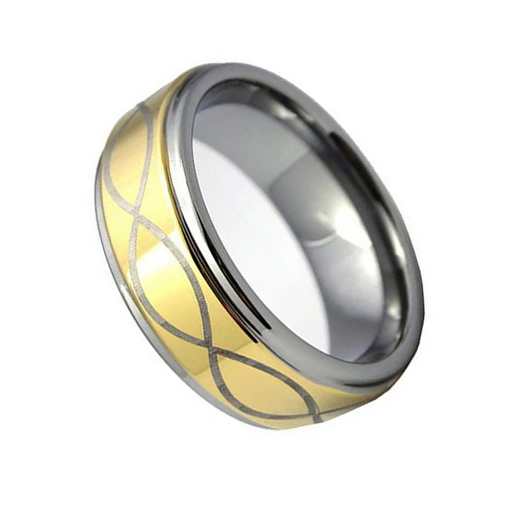 6MM 8MM Gold Plated Laser Celtic Knot High Polished Tungsten Carbide Couple Wedding Bands