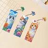 3Pcs Special Shape Cat and Flower Diamond Painting Art Bookmark with Pendant