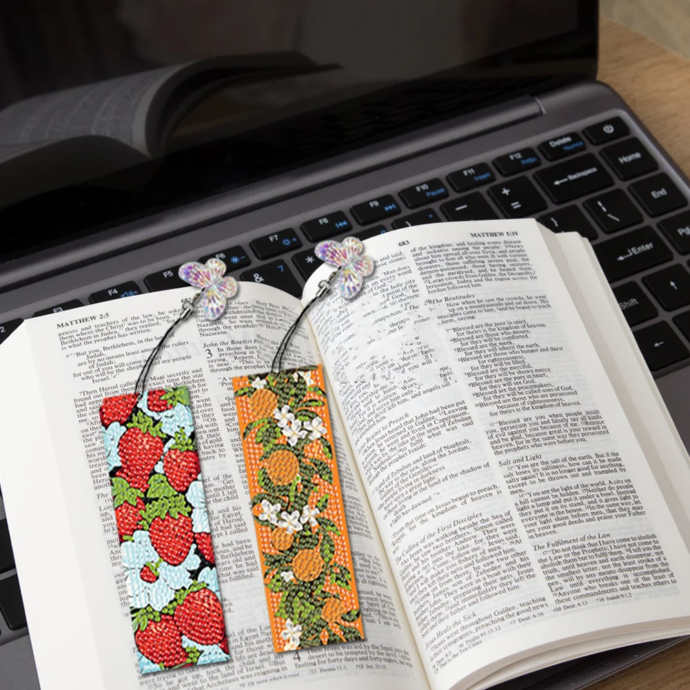 4Pcs Special Shaped Fruit 5D DIY Diamond Painting Book Mark Kit for Beginners