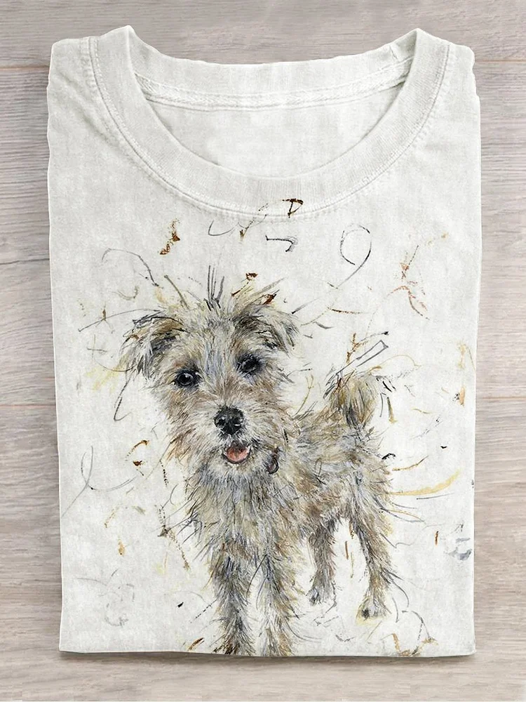Cute Puppy Dog Animal Casual Print T-shirt
