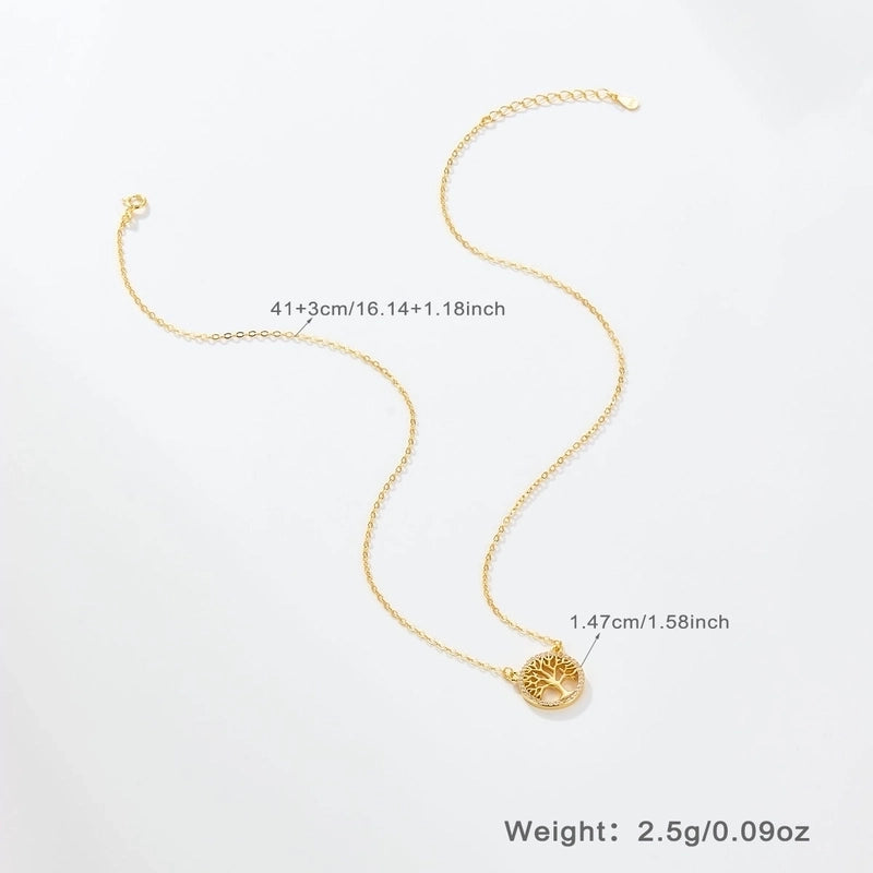 925 Sterling Silver Long-Lasting Plated Zircon Inlay Inlaid Zircon Tree Life Tree Pendant Necklace
