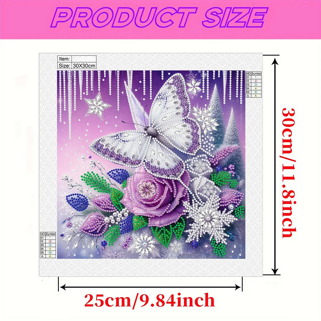 Flowers Butterfly - Diamond Painting - Partial Special Shaped Drill(Canvas|30*30cm)