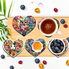 6Pcs/set Diamond Painting Wooden Love Animals Coaster Cup Cushion With Holder