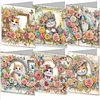 (US Local)6pcs Diamond Painting Greeting Cards DIY Diamond Art Cards Crafts (Cat Garden)