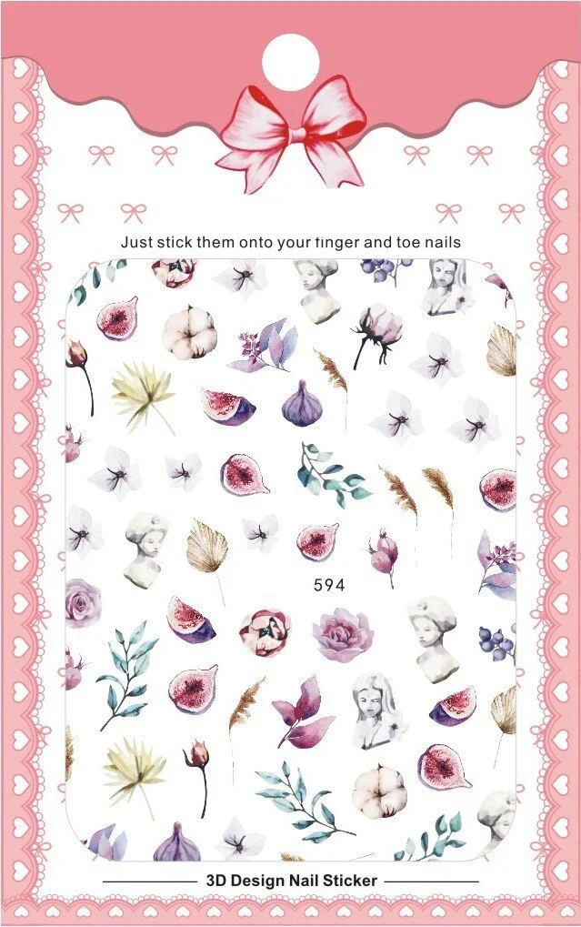 Churchf New 3D Self-Adhesive Bohemia Lovly Red Lips Image Nails Stickers for Nails Sticker Decorations Manicure Z0452-Nail Inspo