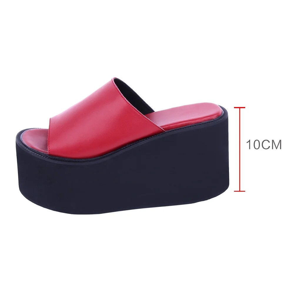 TAAFO Woman Sandals Genuine Leather Shoes Lady High Heels Pumps Platform Girl Dress Party Sandals 10cm Plus 47