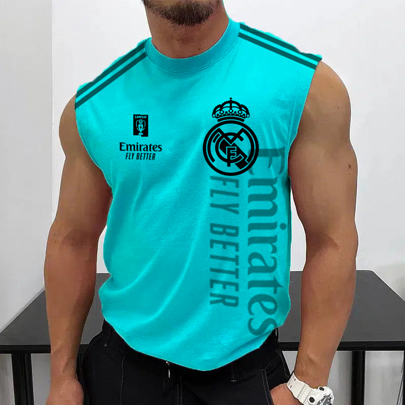 Men's Football Team Logo Print Jersey Casual Fitness Sleeveless Vest / TECHWEAR CLUB / Techwear