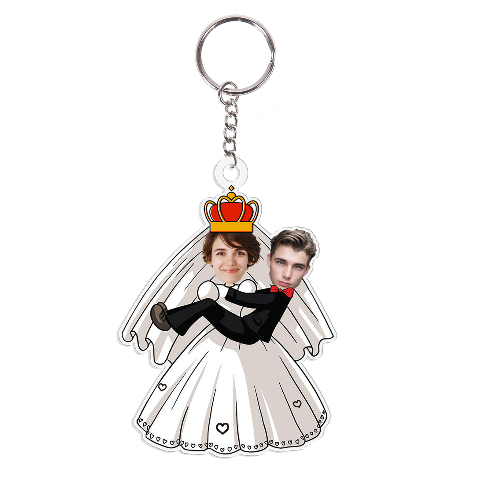 Custom 2 Photos Acrylic Keychain Wedding Dress Keychain Creative Personalised Gift for Couples-Jessemade AU